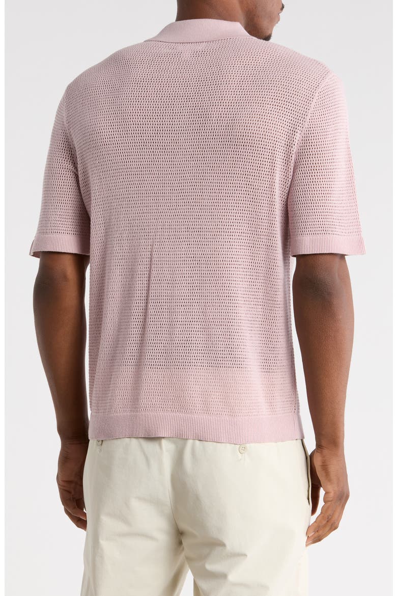 Short Sleeve Johnny Collar Knit Polo, Alternate, color, PURPLE LILAC