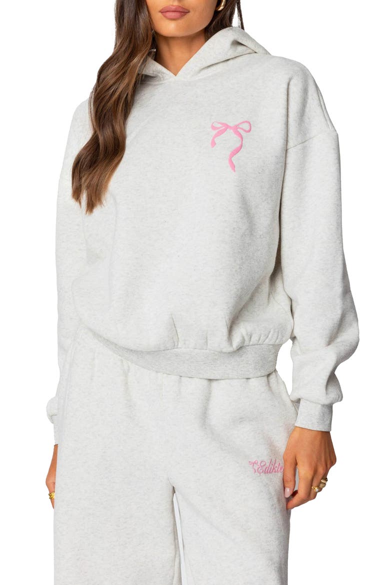 Sasha Bow Detail Hoodie, Main, color, GRAY-MELANGE