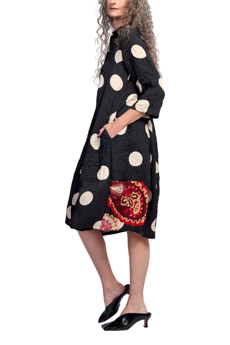 Polka dots mixed print shirt dress, Alternate, color, Black Paisley Print