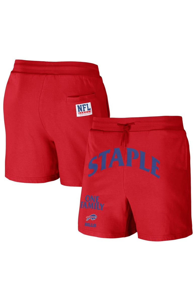 STAPLE Men's NFL x Staple Red Buffalo Bills Throwback Vintage Wash Fleece Shorts, Main, color, Red
