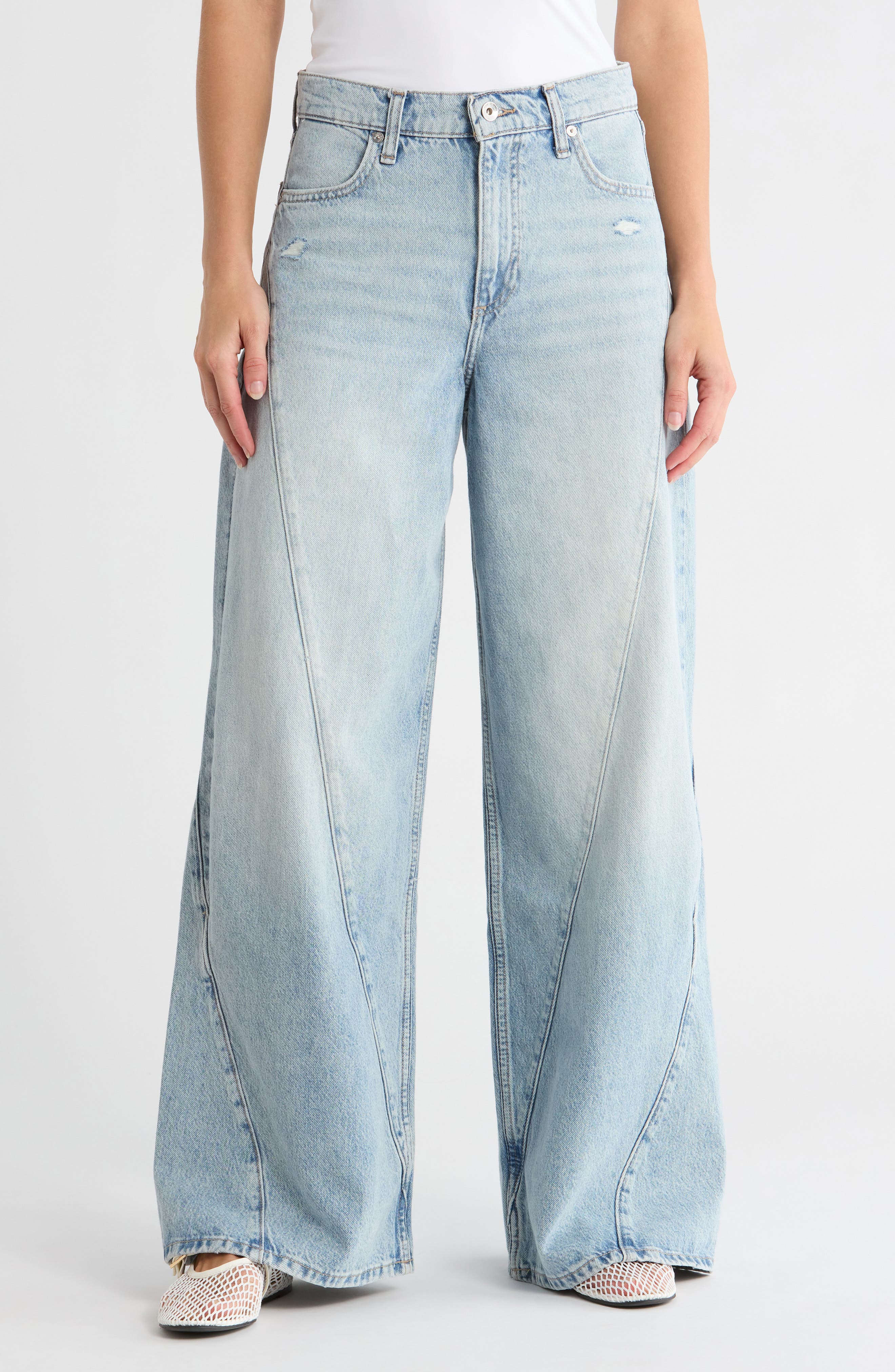 rag & bone Serena Splice High Waist Wide Leg Jeans