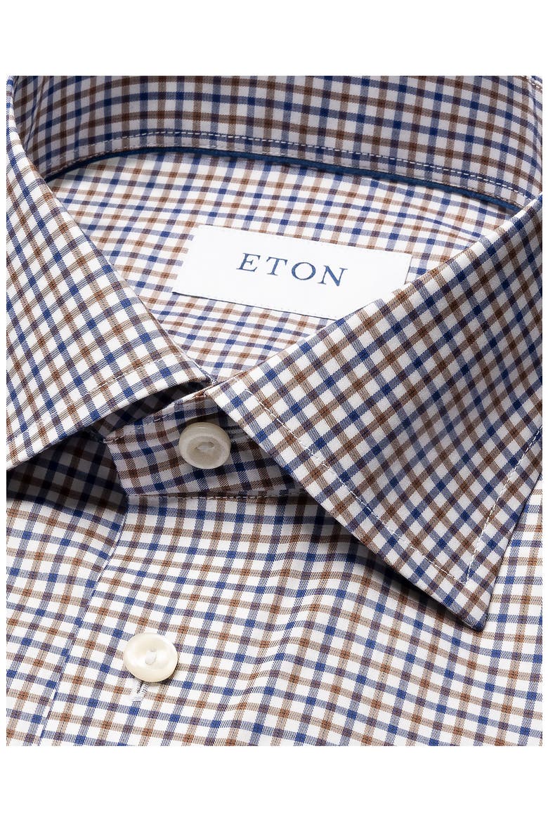 Micro Check Slim Fit Dress Shirt, Alternate, color, MEDIUM BROWN