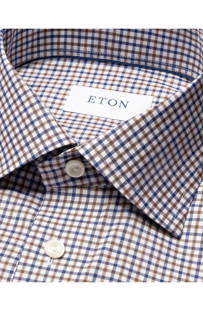 Eton Micro Check Slim Fit Dress Shirt, Alternate, color, Medium Brown