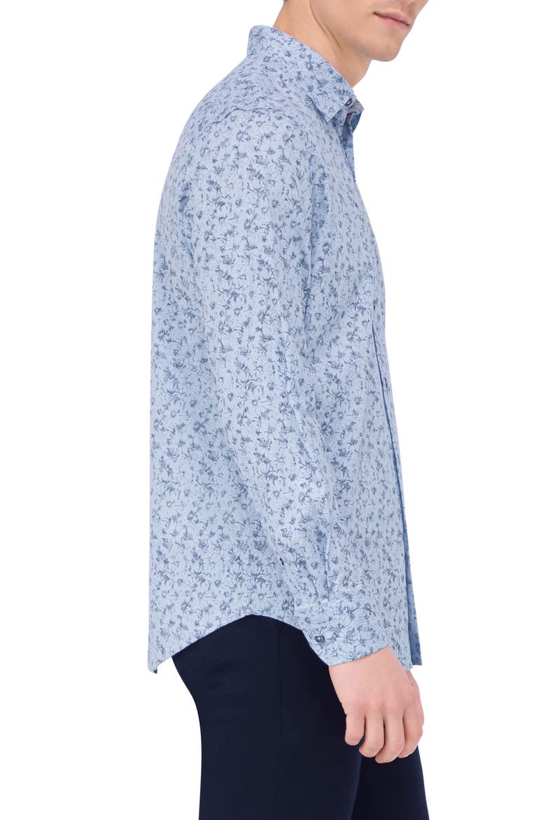 Julian Shaped Fit Print Button-Up Shirt, Alternate, color, SKY