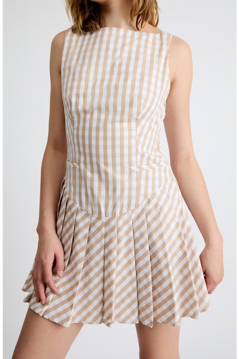Ivy Gingham Minidress, Alternate, color, BEIGE GINGHAM