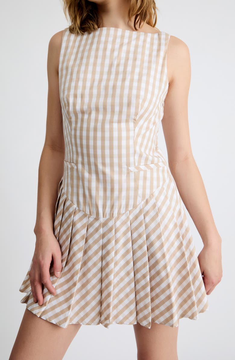 Extro & Vert Ivy Gingham Minidress, Alternate, color, Beige Gingham