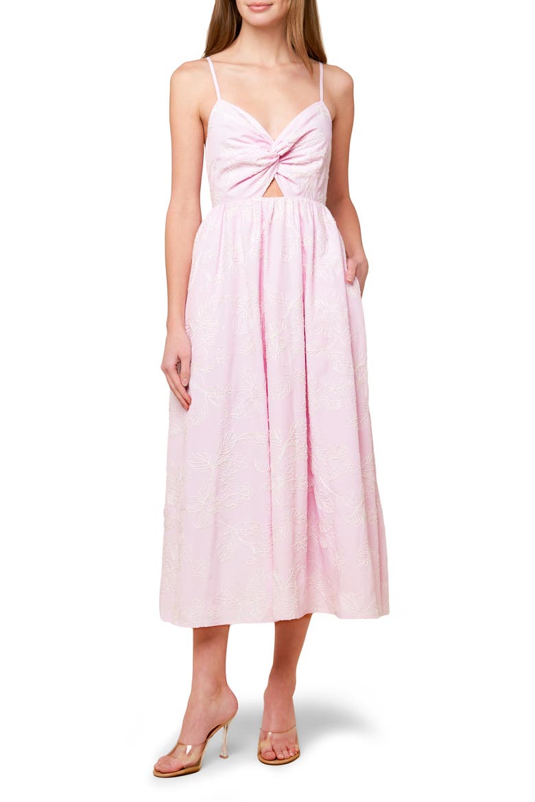 Floral Embroidered Twist Front Sundress, Main, color, PINK