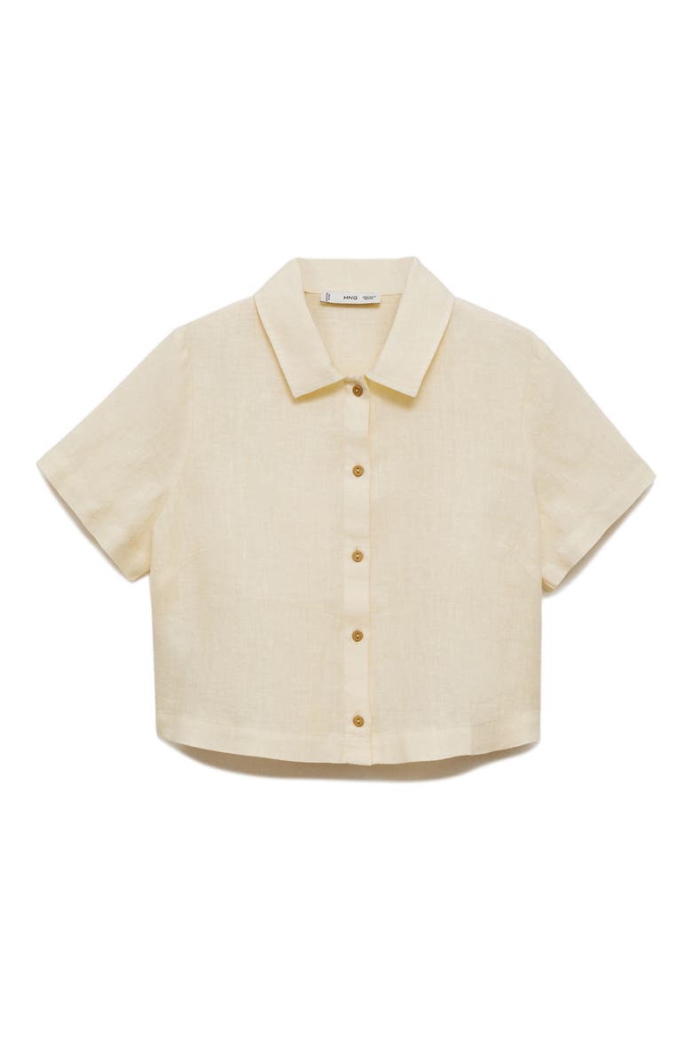 Short Sleeve Linen Button-Up Shirt, Alternate, color, PASTEL YELLOW