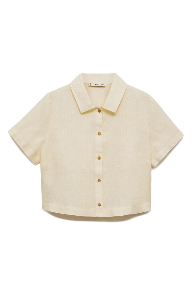 MANGO Short Sleeve Linen Button-Up Shirt, Alternate, color, 