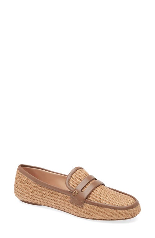 Gianvito Rossi Leather-trimmed Raffia Loafers In Cuoio Cuoio
