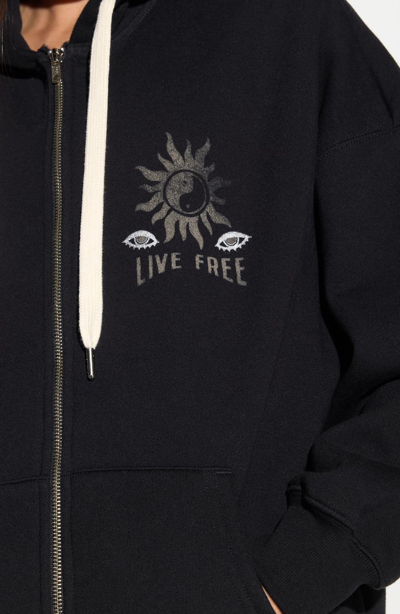 Spiritual Gangster Live Free Boyfriend Cotton Zip Hoodie, Alternate, color, Black