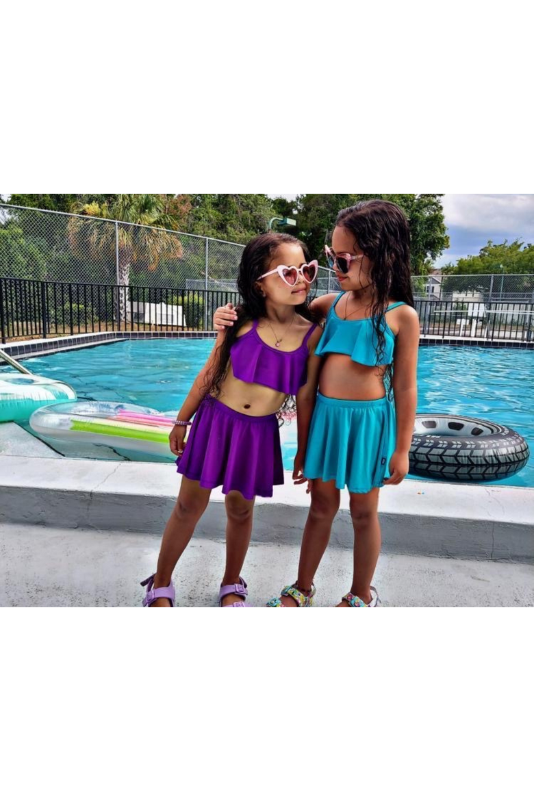 Girls UPF 50+ Flounce Bikini Top, Alternate, color, Hot Pink