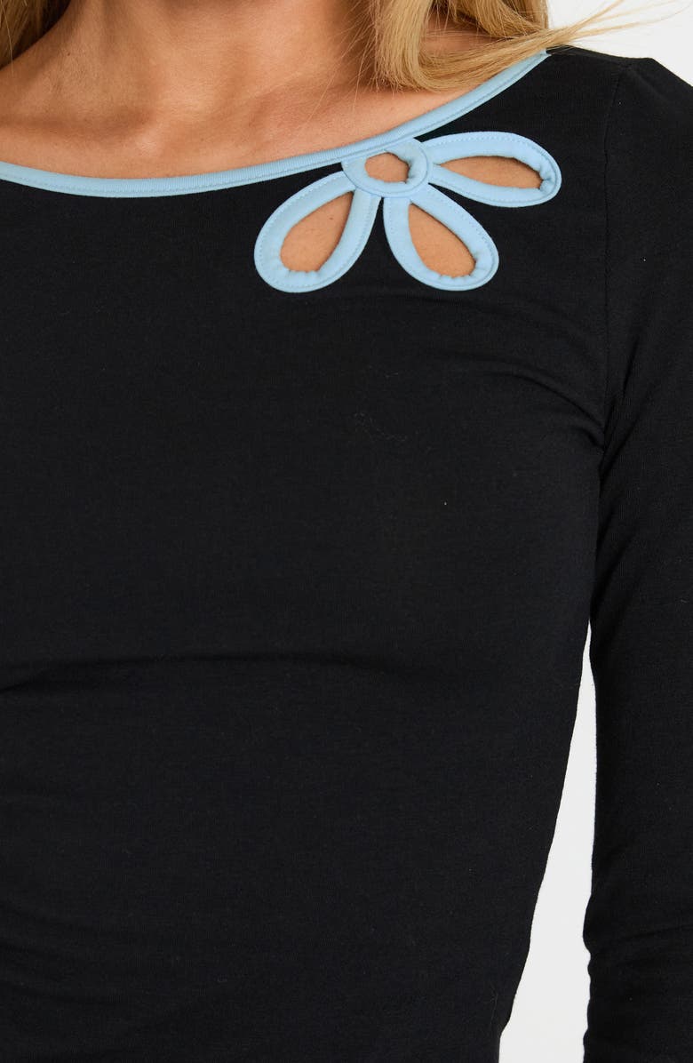 Princess Polly Floral Cutout Long Sleeve Top, Alternate, color, Black