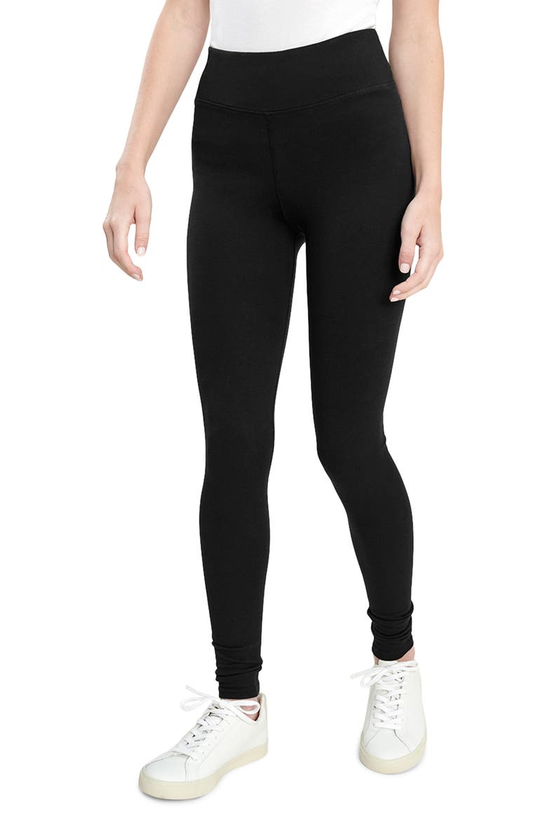 Wide Band French Terry Leggings, Main, color, BLACK