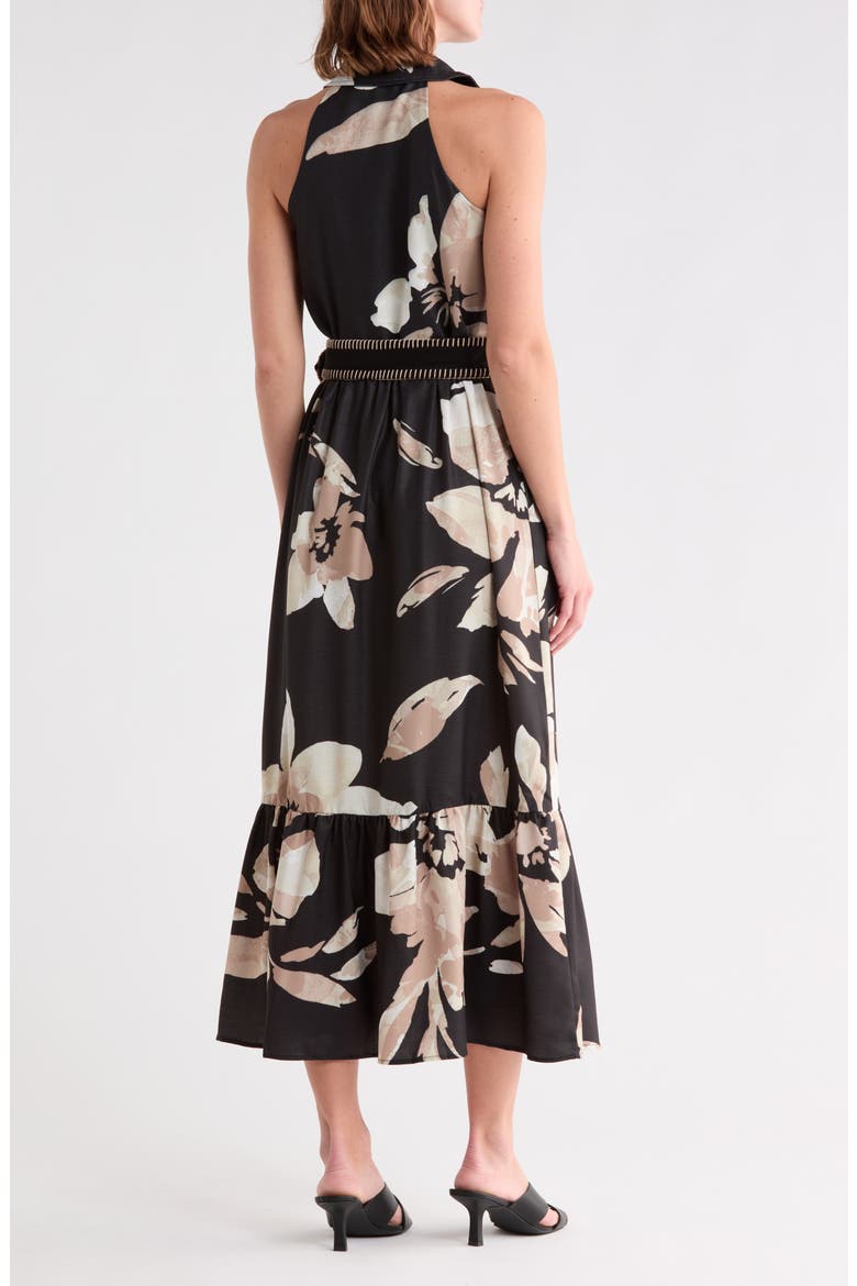 Crosshatch Floral Sleeveless Maxi Dress, Alternate, color, BLACK