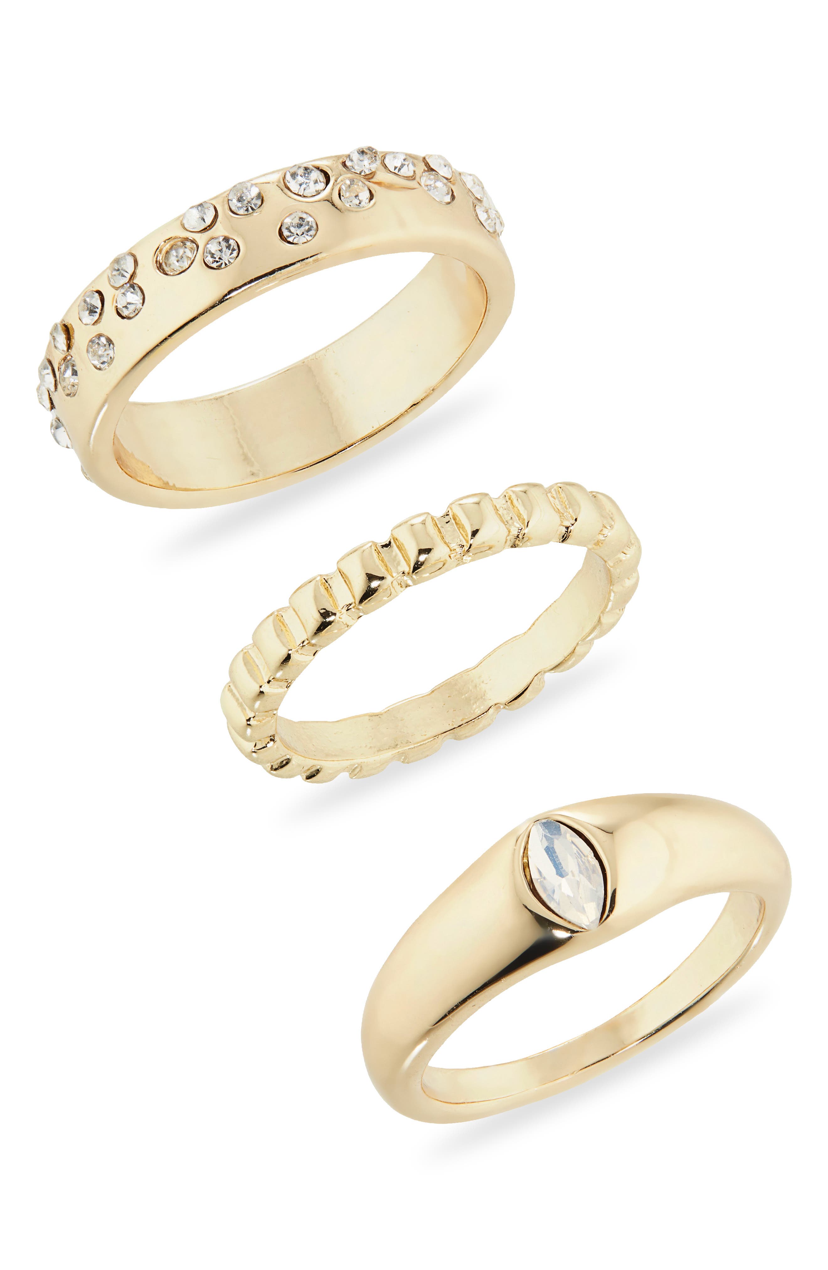 NORDSTROM RACK Confetti Sparkle Set of 3 Stackable Rings