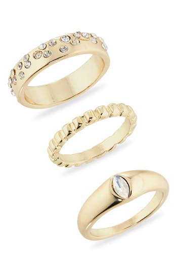 Nordstrom Rack Confetti Sparkle Set Of 3 Stackable Rings In Gold