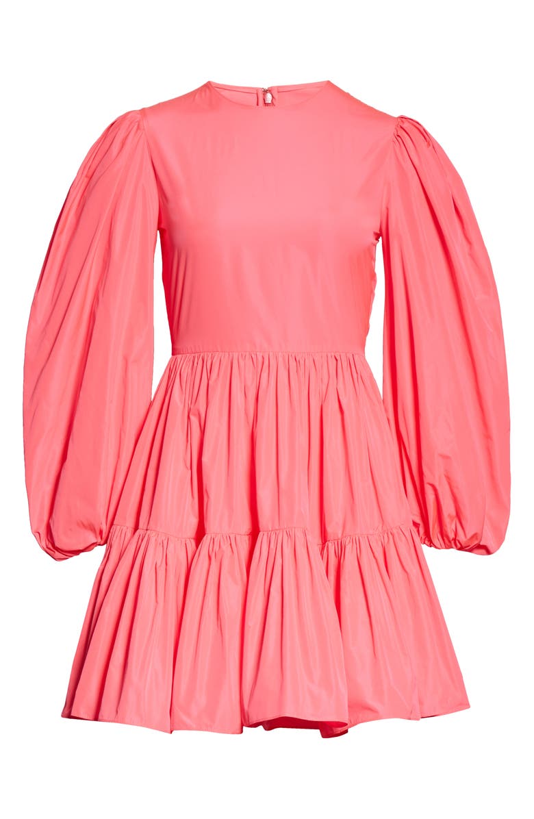 Valentino Long Sleeve Tiered Taffeta Minidress, Alternate, color, 