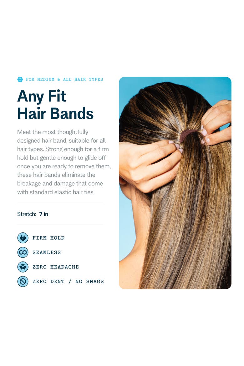 Any Fit Hair Bands, Damage Free Hair Ties Made with Seamless Microfiber Elastics, Alternate, color, Dark Brown