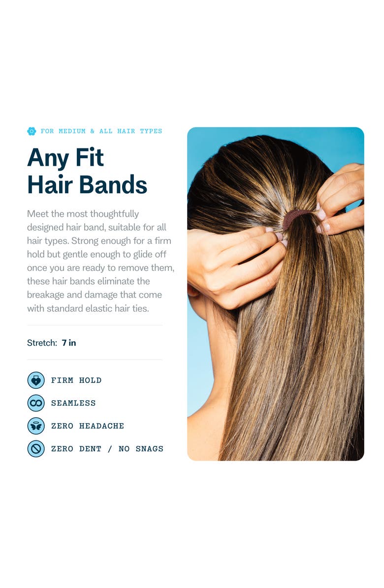 Gimme Beauty Any Fit Hair Bands, Damage Free Hair Ties Made with Seamless Microfiber Elastics, Alternate, color, Dark Brown