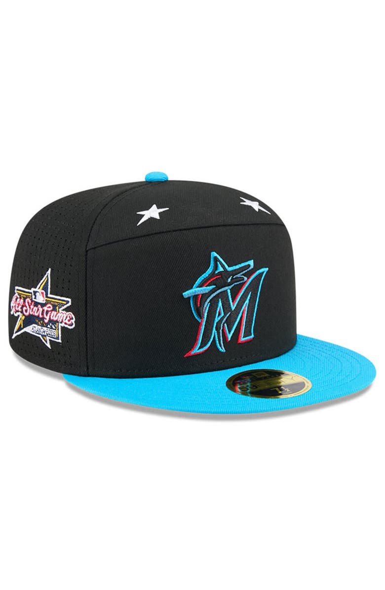 New Era Men's New Era Black/Blue  Miami Marlins 2025 MLB All-Star Game Side Patch 59FIFTY Fitted Hat, Main, color, 