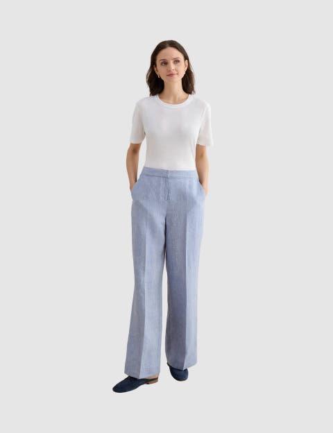 Estella Mid-Rise Wide-Leg Linen Trousers