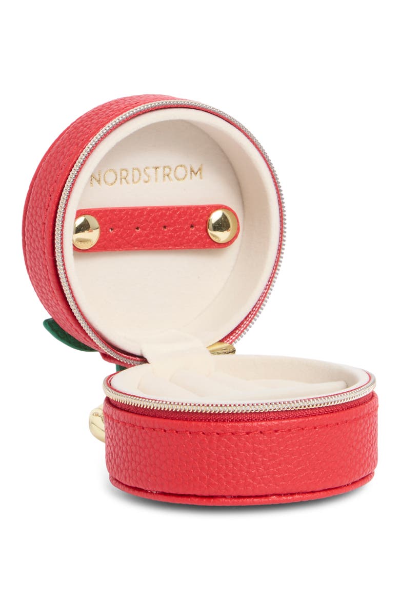 Tomato Faux Leather Jewelry Box, Alternate, color, RED- GOLD