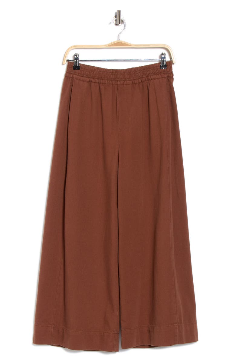 Democracy Pleated Crop Wide Leg Pull-On Pants, Alternate, color, Cacao Powder