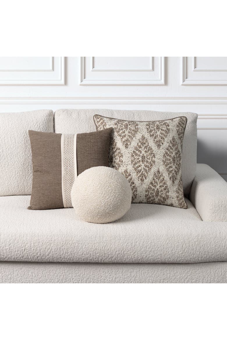 Forma Textured Boucle Indoor & Outdoor Woven Accent Pillow & Insert, Alternate, color, Travertine