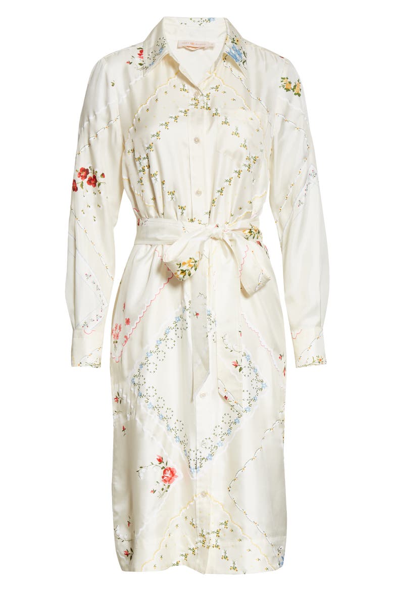 Long Sleeve Floral Silk Shirtdress, Alternate, color, AFTERNOON TEA