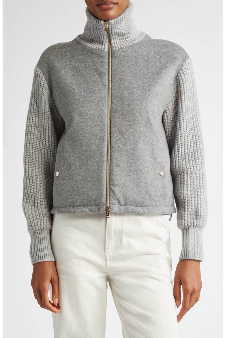 Cashmere and Wool Shaker Stitch Jacket, Main, color, GREY