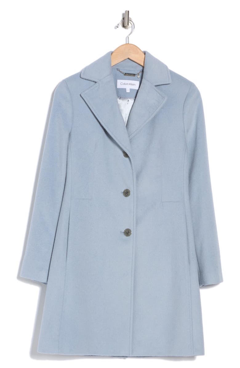 Calvin Klein Notch Wool Blend Coat, Alternate, color, Chambray