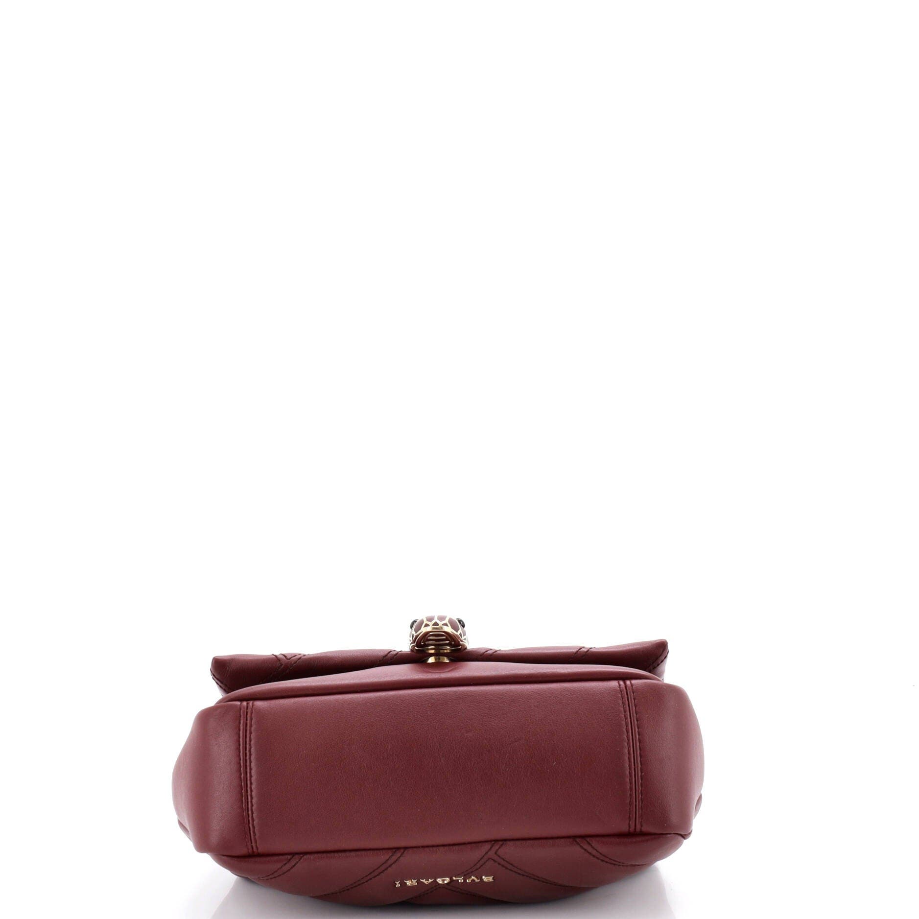 Serpenti Cabochon Shoulder Bag Diagonal Quilted Leather Small, Alternate, color, Red