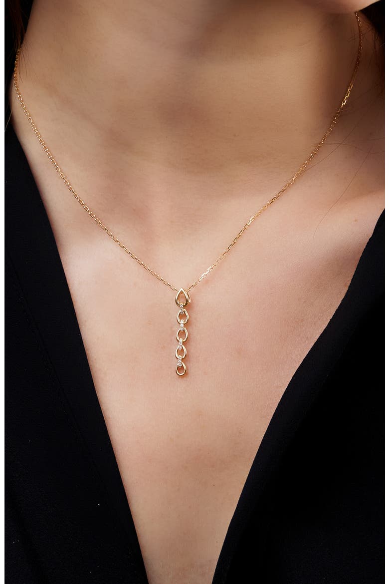 Varda Pear Link Diamond Pendant Necklace (Nordstrom Exclusive), Alternate, color, 18K YELLOW GOLD