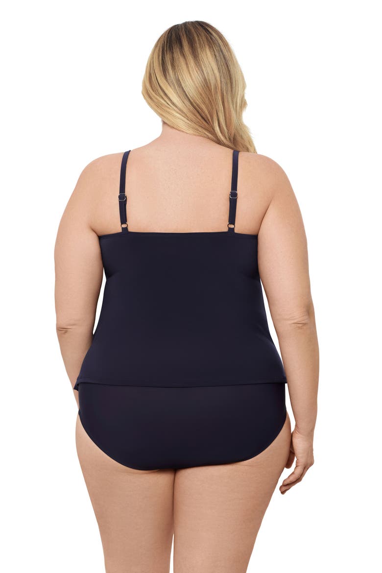 Plus Size Triple Ruffle Tier Adjustable Tankini Swimsuit Top, Alternate, color, True Navy