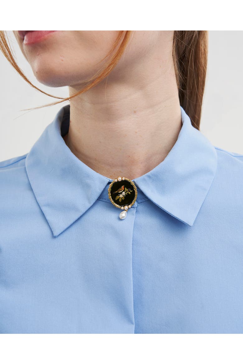 Robin Bramble & Pearl Brooch, Alternate, color, Gold