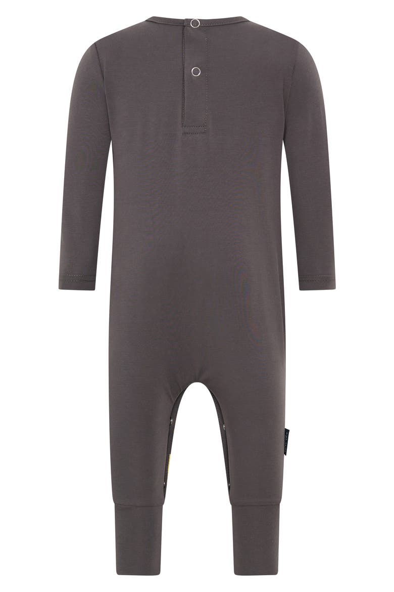 Dino Print Cotton Romper, Alternate, color, CHARCOAL