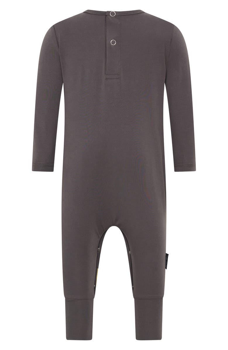 TINY TRIBE Dino Print Cotton Romper, Alternate, color, Charcoal