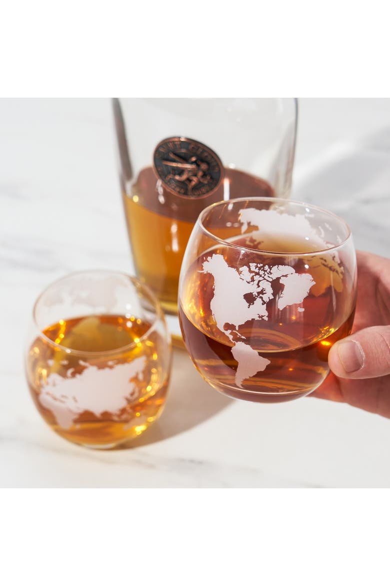 Globe Whiskey Tumblers Set of 2, Alternate, color, Clear