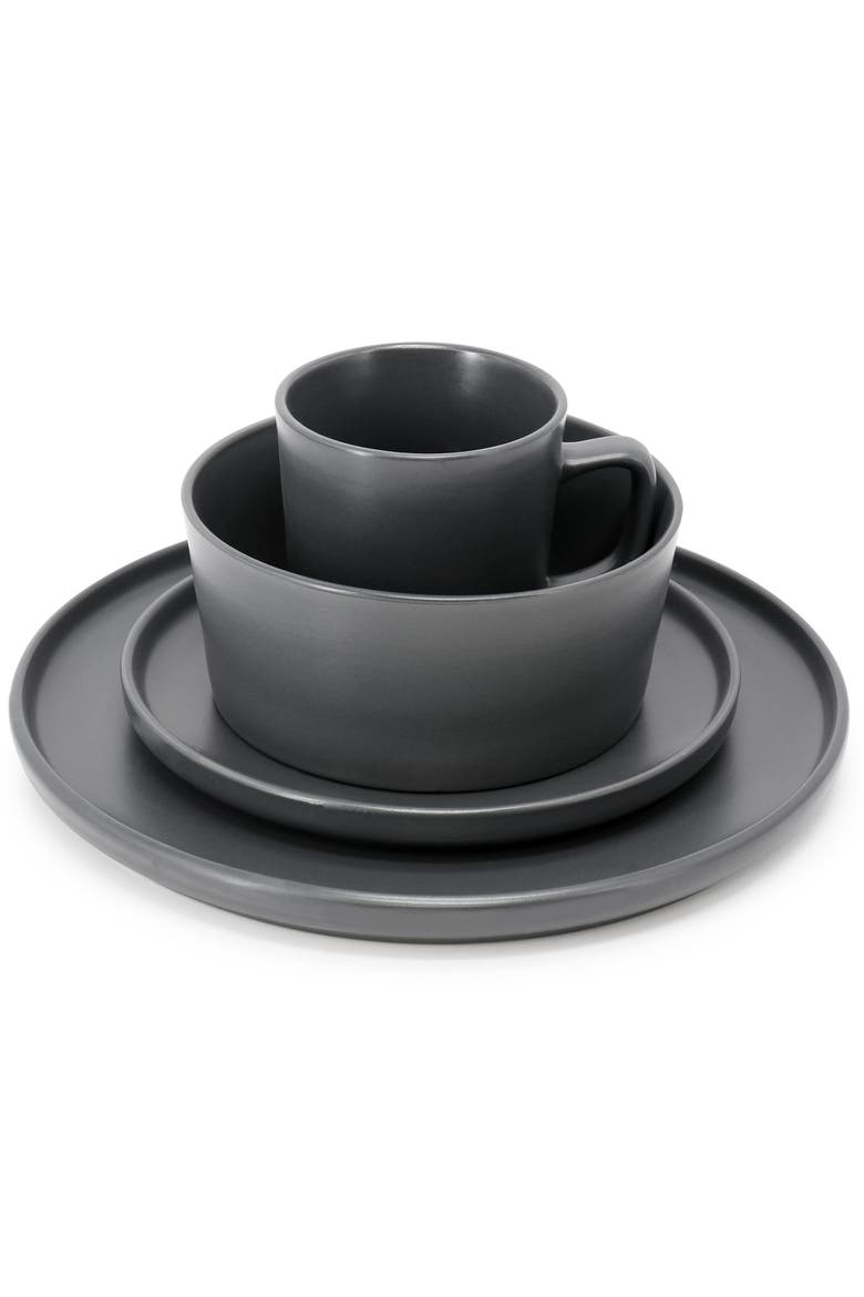 Luxmatte Dark Grey 16 Piece Dinnerware Set, Alternate, color, Grey