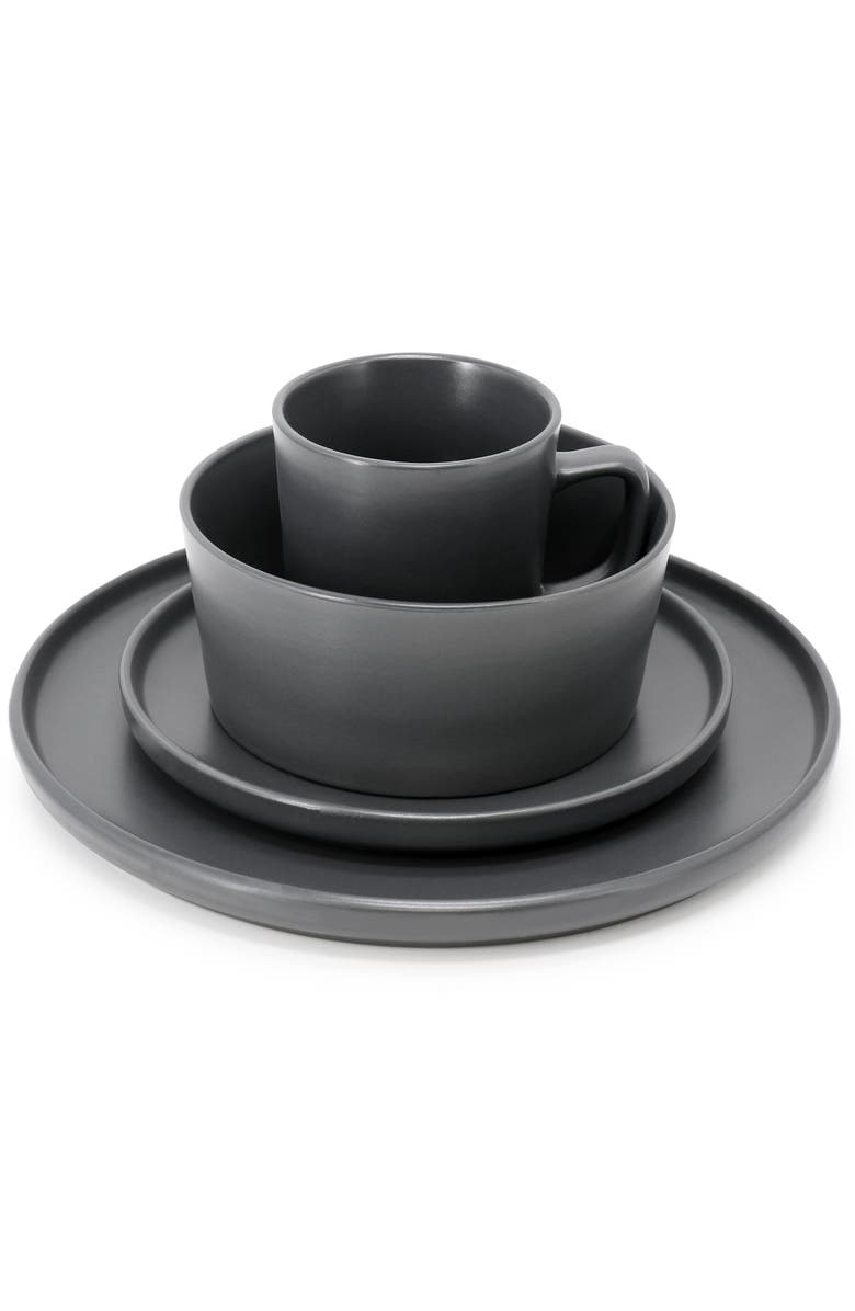 Elama Luxmatte Dark Grey 16 Piece Dinnerware Set, Alternate, color, Grey