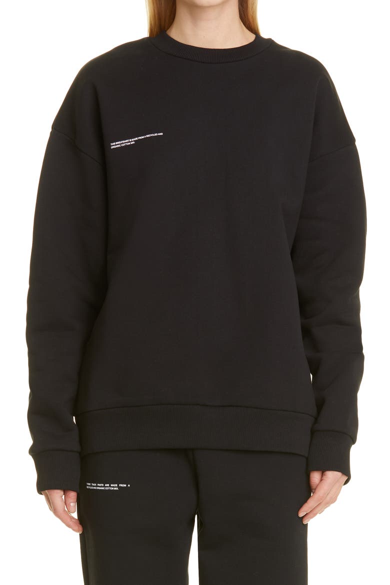 365 Signature Gender Inclusive Recycled & Organic Cotton Crewneck Sweatshirt, Main, color, BLACK