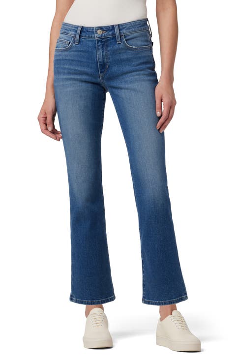 Mid Rise Boot Leg Crop Jeans