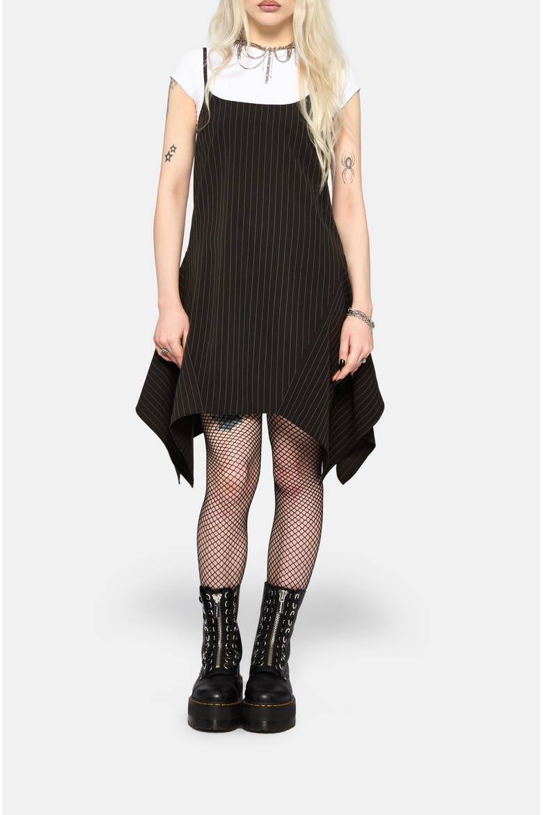 Alecto Pinstripe Mini Dress, Main, color, Black