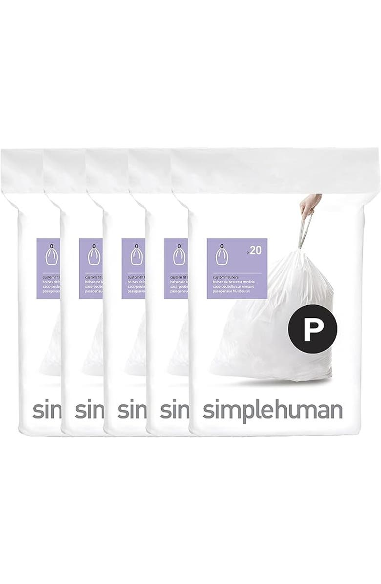 simplehuman Code P Custom Fit Liners with Quick Dispense Packs, Main, color, 100 Liners