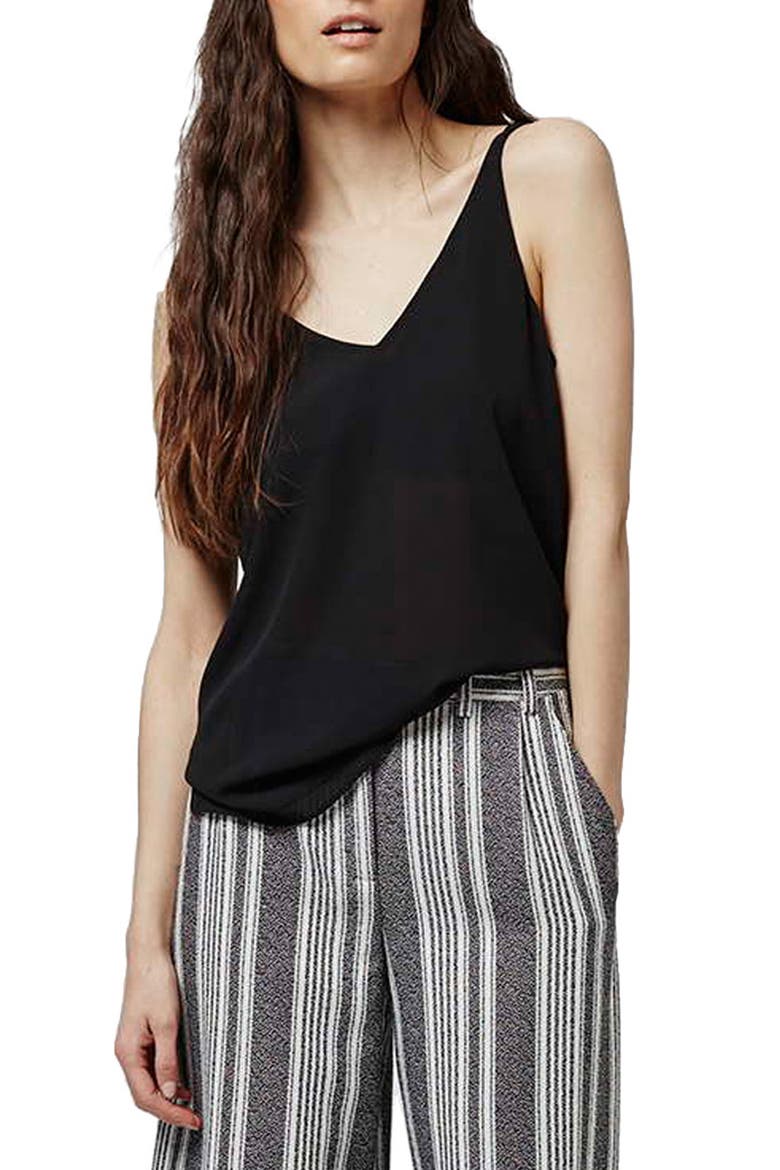 Double Strap V-Back Camisole, Main, color, BLACK