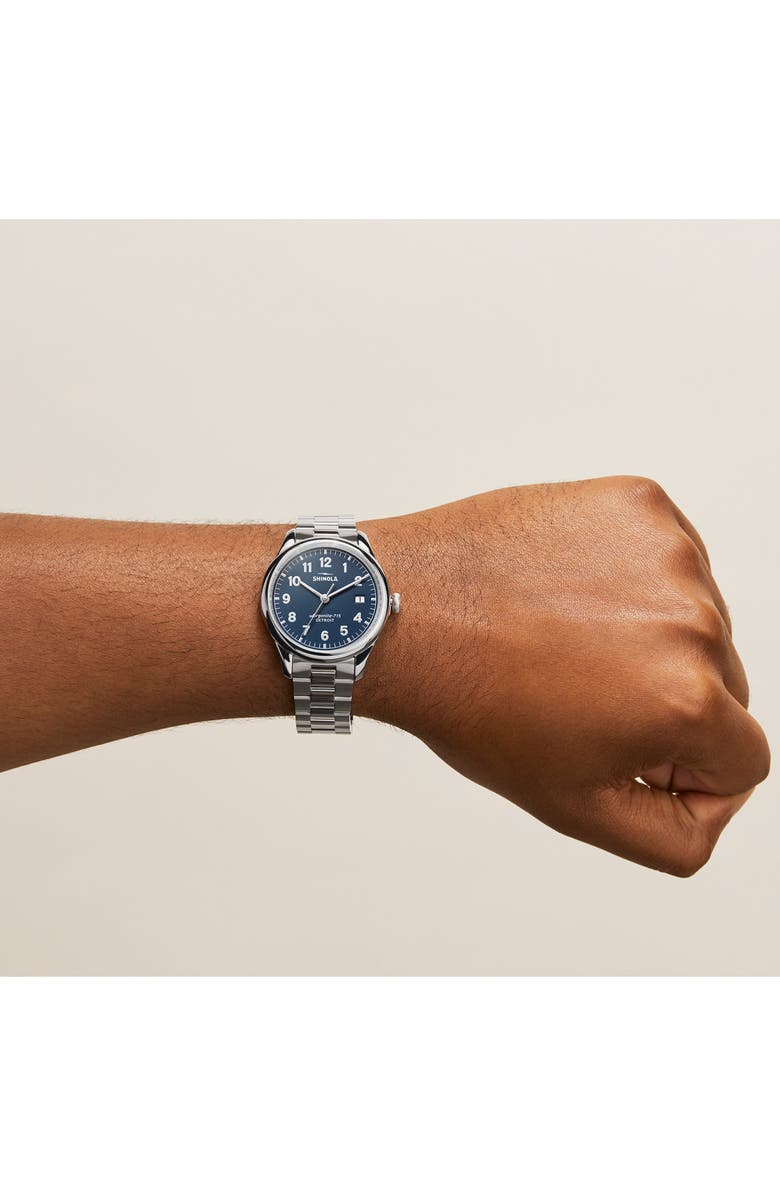 Shinola The Vinton Bracelet Watch, 38mm, Alternate, color, Silver/ Midnight Blue/ Silver