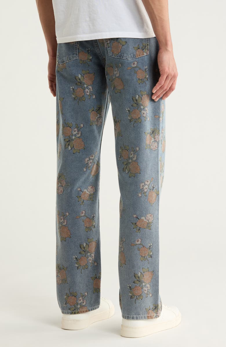 RIZORT Bouquet Floral Print Jeans, Alternate, color, Indigo