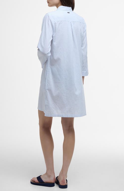 Shop Barbour Seaglow Stripe Cotton & Linen Shirtdress In Chambray