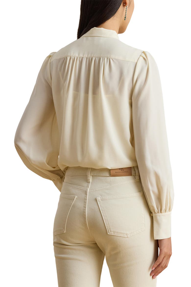 Georgette Tie Neck Shirt, Alternate, color, WINTER CREAM